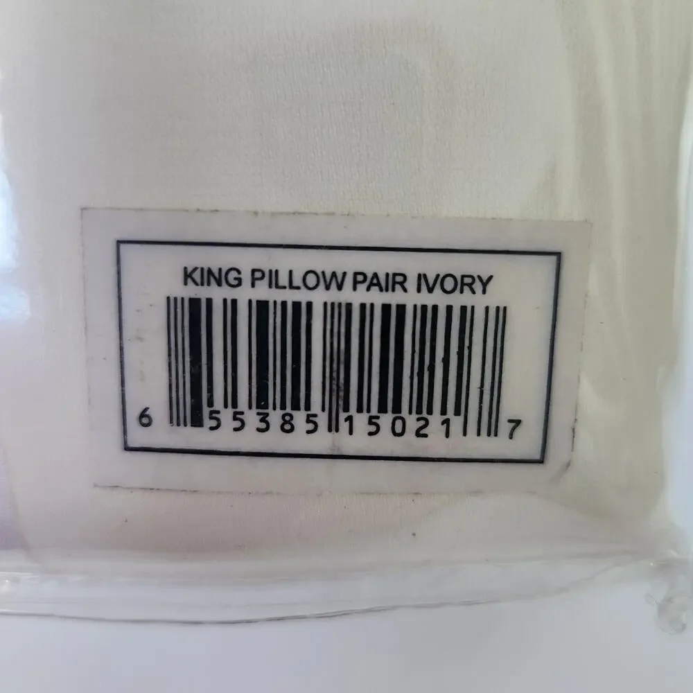 1500 Thread Count Luxury Egyptian Cotton Sateen 2 King Pillowcases NOS Ivory